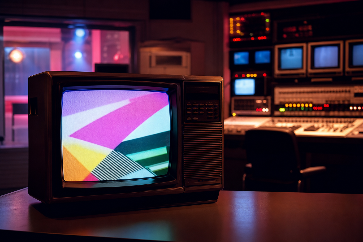 Televisor retro con estética musical de los años ochenta