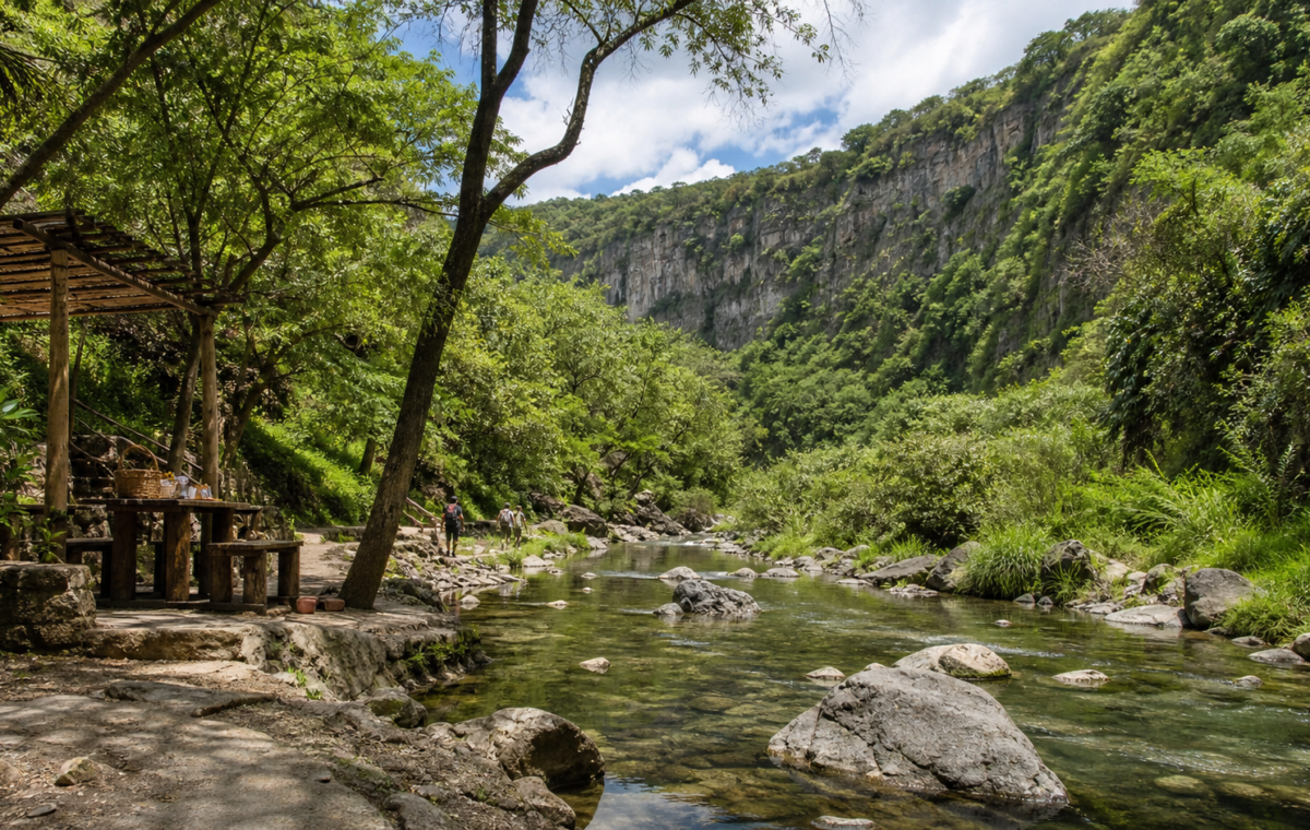 Vista panoramica del canyon y el rio en Los Dinamos